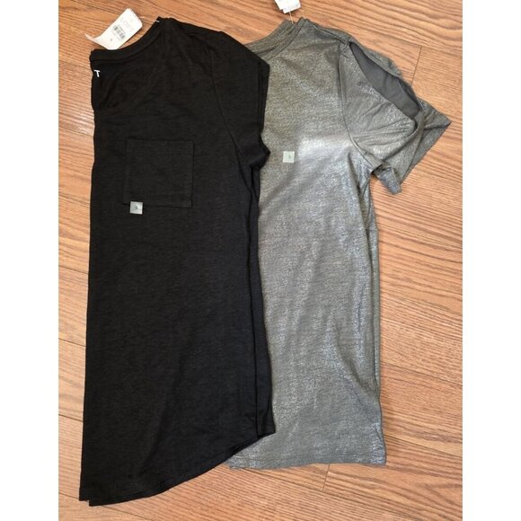 Loft Tees Sz S Black & Green Gold Cotton Short Sleeve Lot Of 2 Cold Shoulder NWT - Picture 2 of 13